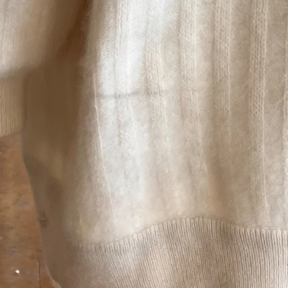 Vintage ivory Angora long sleeve, open front cardigan - Picture 11 of 15